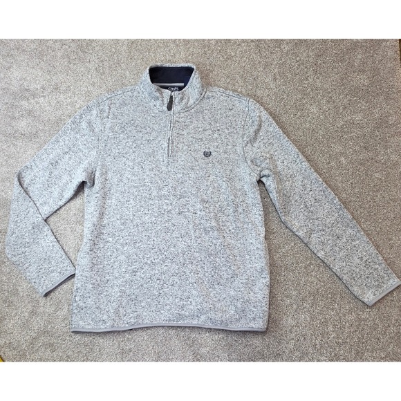 Chaps Other - Chaps Mens Large Gray Heathered Quarter Zip Pullover FleeceSweater Mock Neck 446